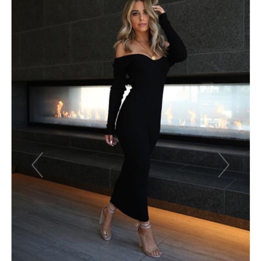 Long black sweater dress